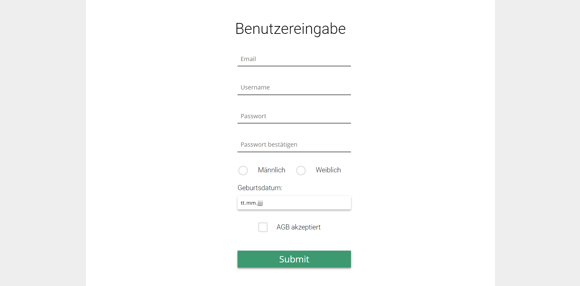Template User Input